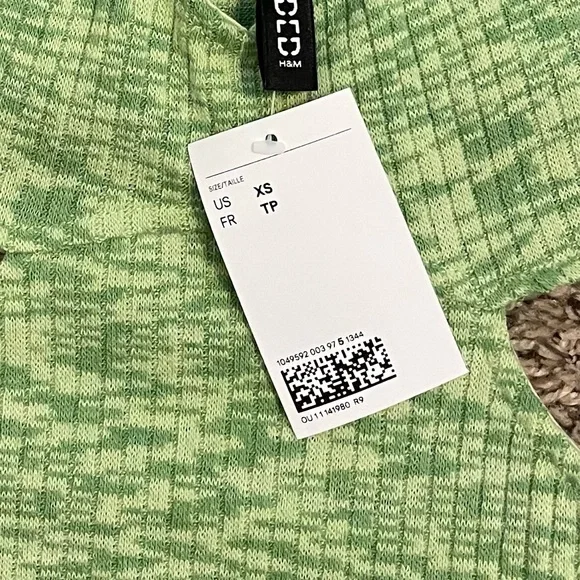 H&M Ribbed Halterneck Midi Dress in Light Green Melange. Size XS. - Picture 4 of 4